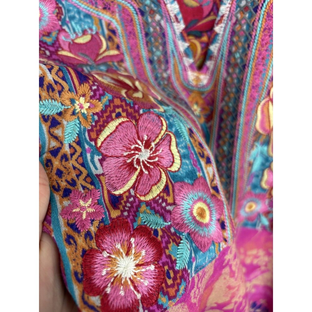 Colorful Floral Boho Women’s Top - Pink Multi - Picture 5 of 6